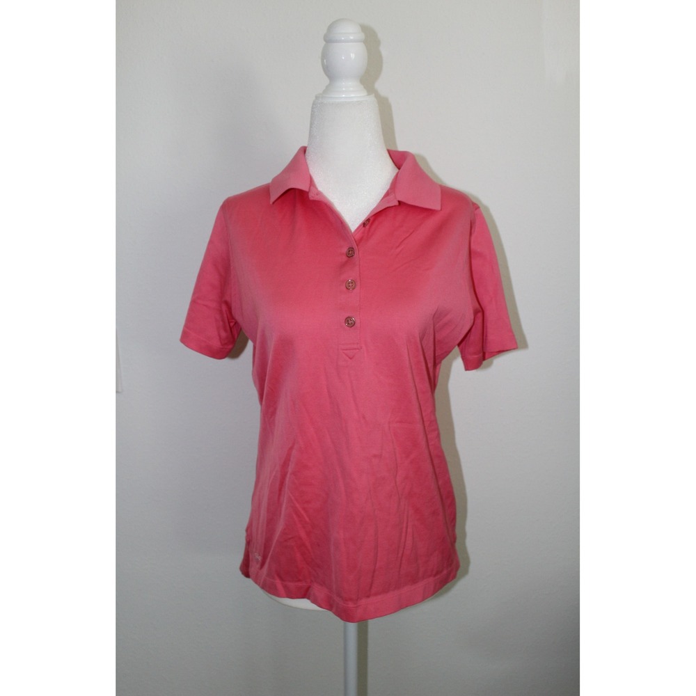 Peter Millar Women's Pink Moisture Management Cotton Blend Polo Shirt Size M